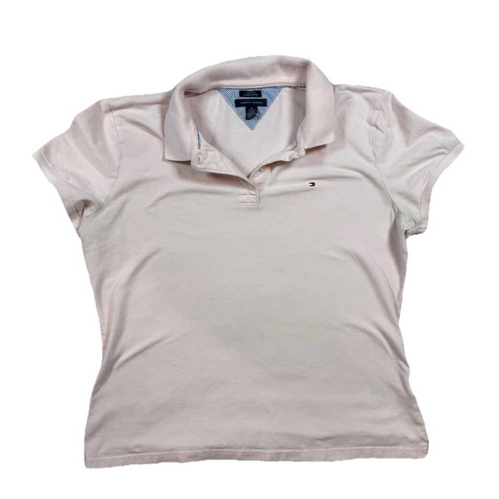 TOMMY HILFIGER Slim Pink Polo Neck T-Shirt Women Size XL